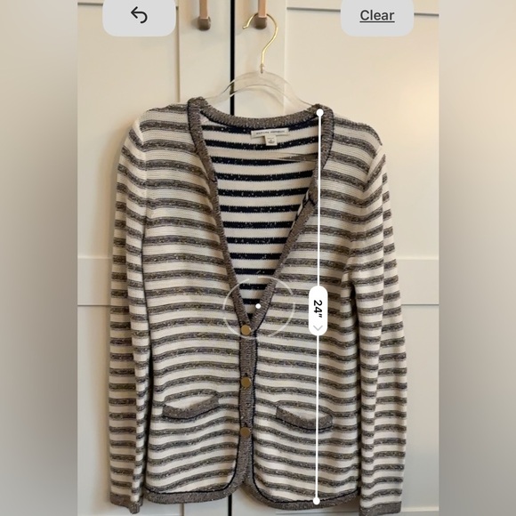 Banana Republic Striped Metallic Sparkle Button Down Cardigan Size Small Petite - Picture 5 of 6